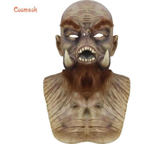 Cosmask Halloween Masks Real Adult Party Costume Horror Mask Latex Yellow Bearded Hairy Monster Carnival Cosplay Mask