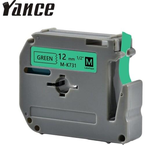 Yance Compatible brother p touch label printer MK731 MK 731 MK-731 black on green 12mm label tape for PT-80 PT-70 label maker