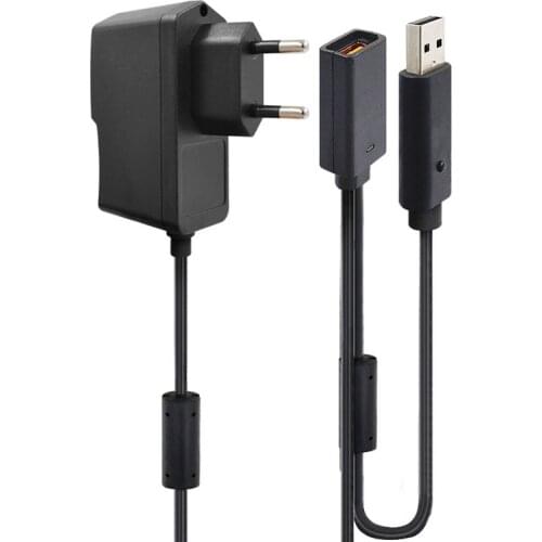 USB Charging Charger For Microsoft For Xbox 360 Kinect Sensor EU US Plug Adapter 7.5ft Black AC 110V-240V Power Supply