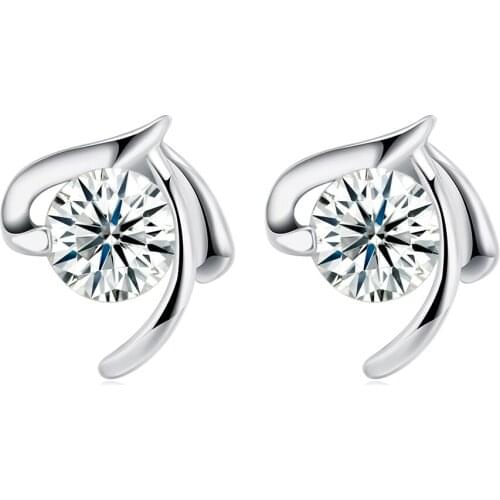 ZEMIOR Geometric 925 Sterling Silver Stud Earrings For Women 5A Clear Cubic Zirconia Anniversary Earring Trend Fine Jewelry