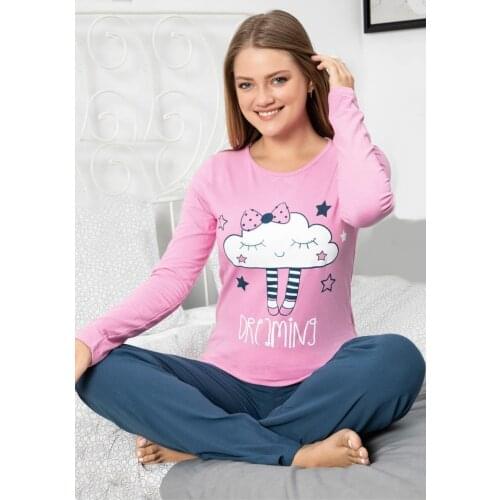 Womens Pink Printed Pajamas set