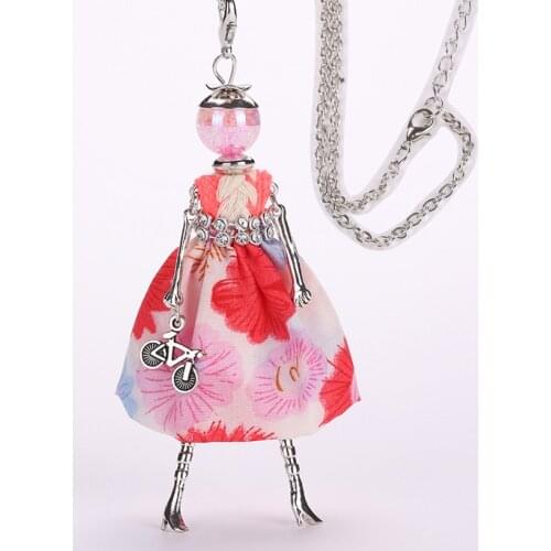 YLWHJJ new women dress cute doll long pendant necklace girl sweater chain maxi necklace princess popular lovely fashion jewelry