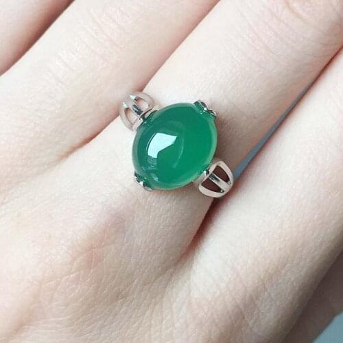 Natural Chalcedony Ellipse Gemstone Ring S925 Sterling Silver Fine Fashion Charming Weddings Jewelry for Women MeibaPJFS