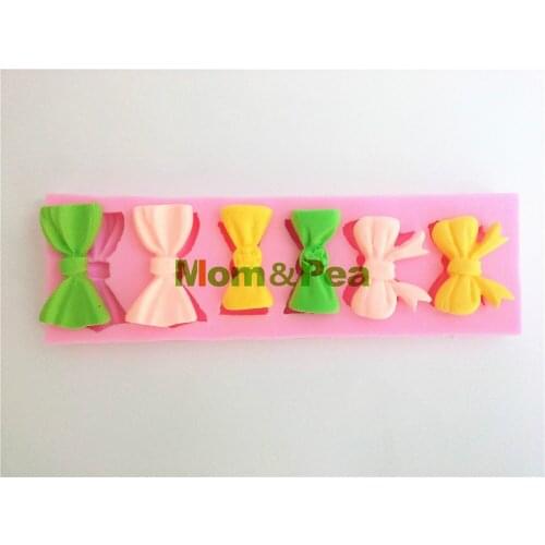 Mom&Pea 0342 Free Shipping Bowknots Shaped Silicone Mold Cake Decoration Fondant Cake 3D Mold Food Grade Silicone Mould