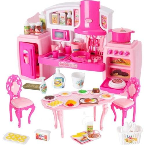 1 Set Kitchen Toy Decorative Sounding Colorful Dollhouse Mini Kitchen Toy Suit for Kids Entertainment