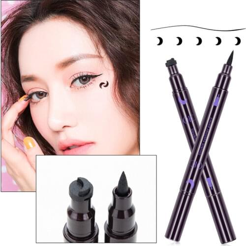 2 In 1 Eyeliner Stamp Waterproof Liquid Pencil Black Double Head Eye Liner Long Lasting Fast Dry Makeup Matte Cosmetic Beauty