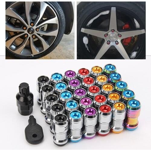 20Pcs Car Wheels Lock Racing Lug Nuts Wheel Anti-theft Modified Nut Auto Colorful Symphony Aluminium Alloy M12x1.5 M12x1.25