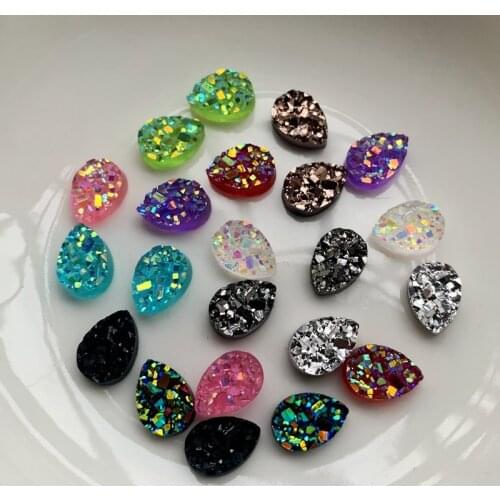 500PCS Shiny AB Resin 7*10mm Drop Irregular Surface Ore Crystal Flat Back Rhinestone Accessory DIY Wedding Decal Crafts