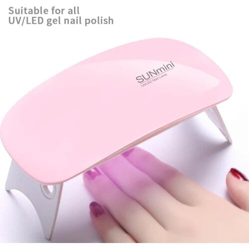 6W Mini Nail Dryer Nail Lamp 6 Lamp Beads White Pink UV LED Lamp Portable USB Interface Convenient For Home Use