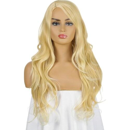 613 Blonde Wig Natural Wavy Wig With Bangs for White/Black Women Hair Wigs Heat Resistant Synthetic Wig Natural Fake Hair