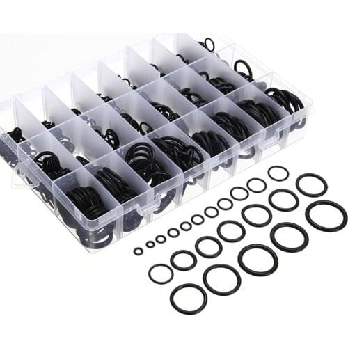 740pcs/set Black Nbr Seal Ring Kit 1.5mm 2.4mm 3.1mm Nitrile Rubber O-ring Seal Ring with Plastic Box