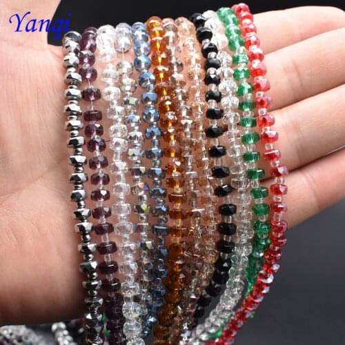 Yanqi 6mm Crystal glass Beads Charm Cut Faceted Round Glass Loose Spacer Beads For Diy jewelry making Findings Bracelet