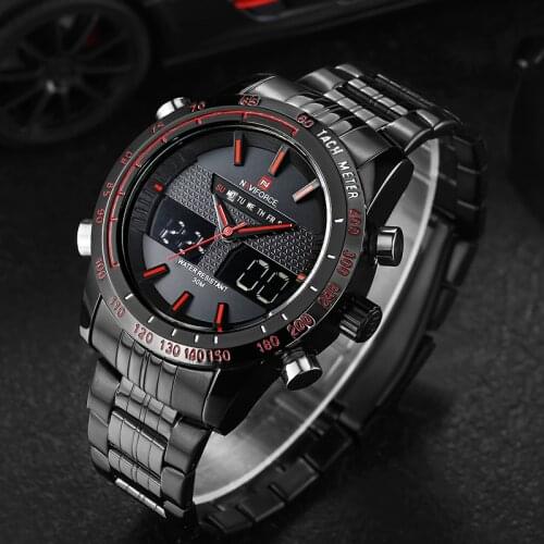 NAVIFORCE New Men Fashion Sport Watches Luxury Brand Mens Quartz Digital Analog Clock Man Stainless Steel Wrist Watch