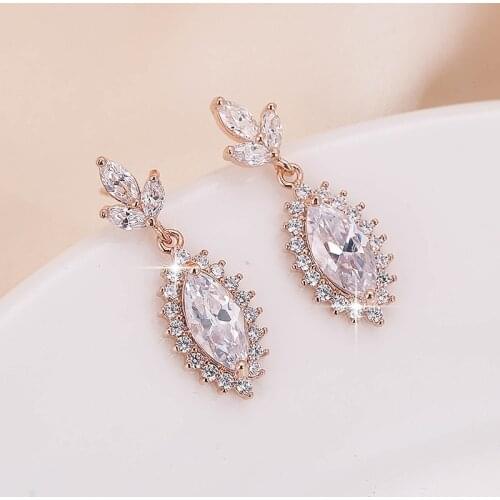 DE143 Fashion Delicacy Elegant 4A Zircon Eyes Earrings GIRLS Gift Party Banquet WOMENS Jewelry Earrings 2021