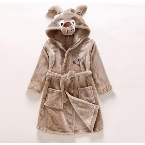New Winter Flannel Hooded Children Bathrobes Baby Cartoon Bath Robe Animal For Boys Girls Pyjamas Nightgown Kids Sleepwear 2-7 Y