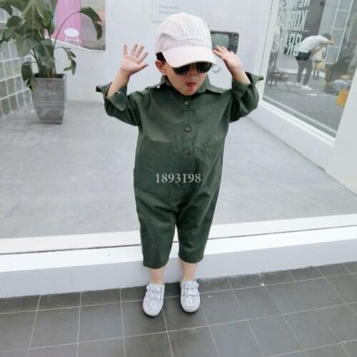 2021 Spring Autumn New Childrens Long-sleeved Bodysuit Baby Boys And Girls Cotton Lapel Romper Toddler Casual Overalls