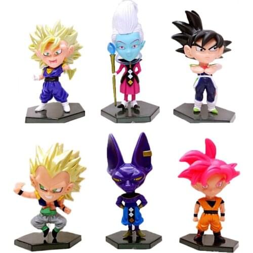 Dragon Ball Z Anime Figures 6 Q Versions Majin Buu Son Goku Vegeta PVC Action Figure Collections Model Doll Toys Kids Gifts