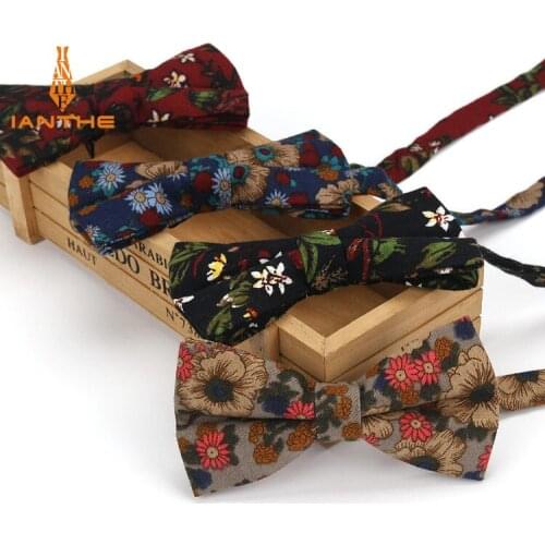 2018 Brand New Mens Vintage Flower Printed Neck Ties For Man Classic Wedding Groom Cotton Gravatas Corbata Bowtie Butterfly