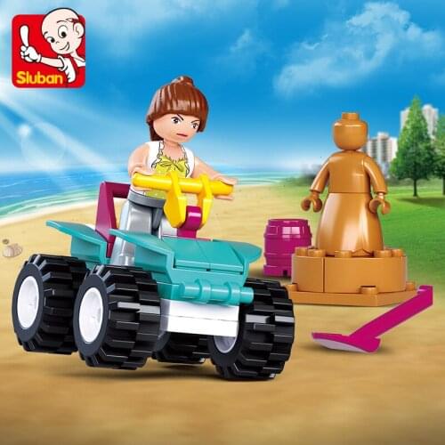 SLUBAN 0599 Girls Friends Pink Dreams ATV Dolphin Bay series Building Blocks set Kids DIY Bricks Toys for Children