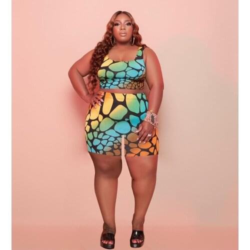 3XL/4XL Plus Size Casual Shorts Suit 5xl Fashion Womens Summer Sexy Square Collar Sleeveless Tops Print Bohemia