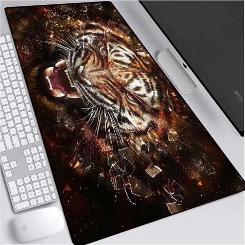 Mairuige Tigers Speed Keyboard Mouse Pad Rubber Mat Computer Gaming Lock Edge Mousepad Gamer for Large Size Table Mouse Mat