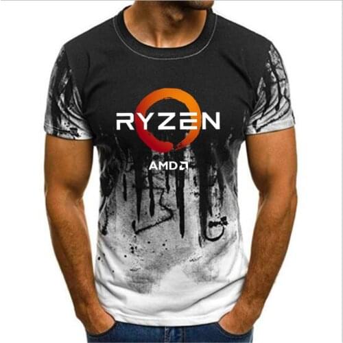 Gradient Hot Selling Funny PC CP Uprocessor AMD RYZEN Cotton T Shirt for men top tees Mens Camouflage