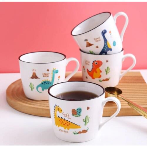 Cartoon Ceramic Water Coffee Mug Children Girl Cute Dinosaur Milk Cup Breakfast Drinkware