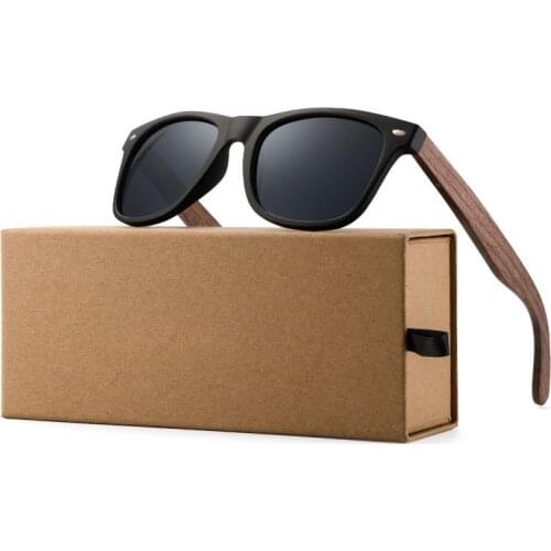 YIMARUILI New Mens Wood Material HD Polarized Sunglasses Retro Fashion Anti-UV Driving Myopia Sunglasses Frame 8004