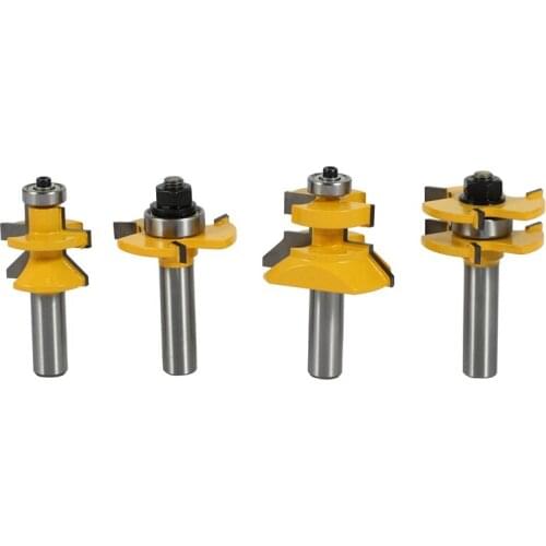 4 Bit Tongue & Groove And V-Notch Router Bit Set-1/2 Inch Shank Line Knife Woodworking Cutter Tenon Cutter For Woodworking Tools