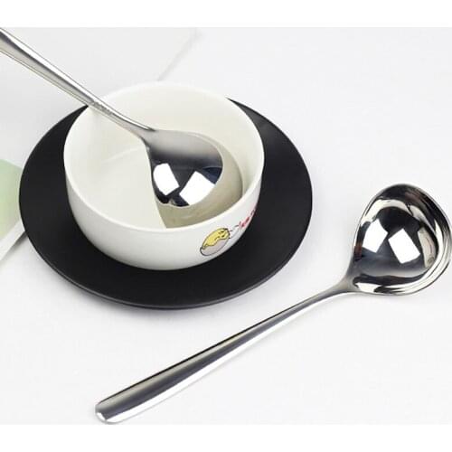 Stainless Steel Dessert Tea Spoon Large Round Metal Spoon For Kitchen Utensils Coffee Spoon Cooking Spoon Kitchen Accessories