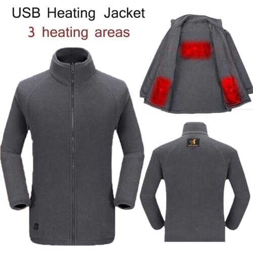 New Mens USB Heated Jacket Coat For Winner Women Heating Vest Fleece Fishing Running 2020 Dark Gray Running Wear Size Xs-3xl