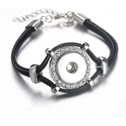 New Arrival Crystal Metal Leather Snap Bracelets Bangles Snap Jewelry Fit 18mm Snap Button Bracelet For Women Bracelets 5502