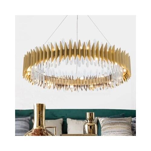 New Design Crystal Lamp Chandelier Modern Ring Gold LED Chandeliers Lighting Fixture Living Room Gold Cristal Lustre