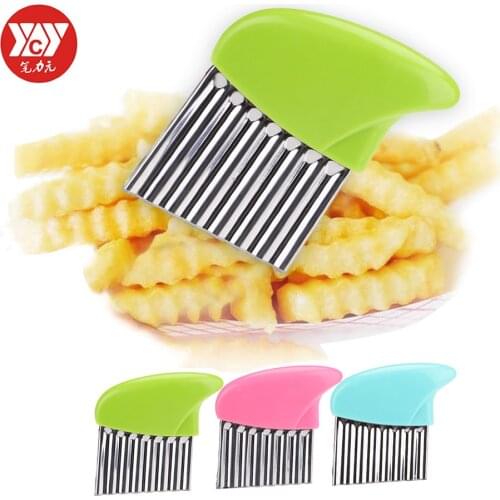 10 pcs Multifunctional Creative Stainless Steel Wave Potato Knife Cutters French Fries Corrugated Knife Kitchen Tools