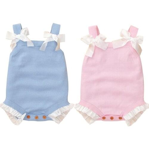 Toddler Baby Girl Lovely Lace Knitting Sleeveless Romper Baby Girls Clothes Spring Autumn Infant Baby Girls Knitting Jumpsuit