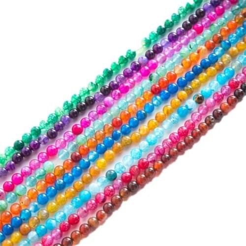 Semi Precious Stone Colorful Fire Dragon Agates Beads 6 8 10mm Natural Stone Round Loose Spacer Beads For DIY Jewelry Making