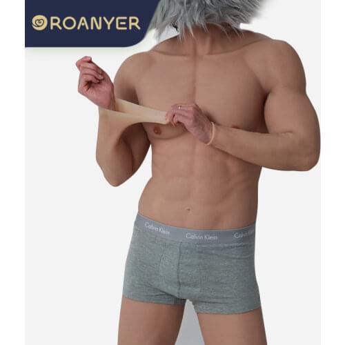 Smitizen Realistic Silicone Fake Muscle Belly Body suit With Brawny Arms Simulation False chest for man women shemale Cosplay