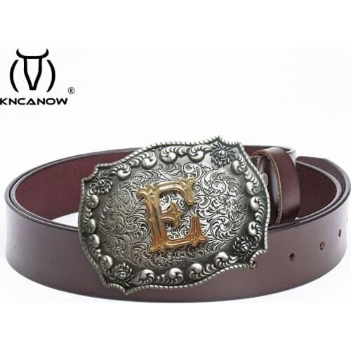 E Letter Luxury Designer Men Brand Leather Belt Waist Strap Cowskin Fashion Casual Western Cowboy High Quality Ceinture Homme