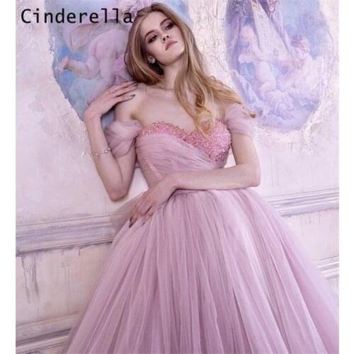 Cinderella Pink Shining Crystal Sweetheart Ankle Length Cap Sleeves Zipper Back Evening Dresses vestidos de fiesta de noche
