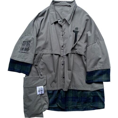 Techwear Japan Style Letter Embroidery Pockets Hip Hop Cargo Shirts Men Retro Summer Casual Streetwear Blouses Vintage Cardigan