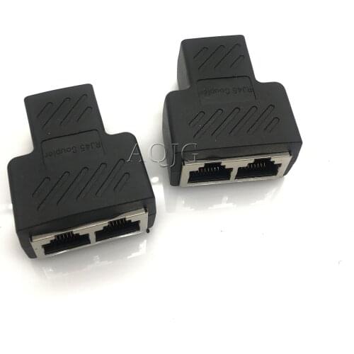 1 To 2 Ways LAN Ethernet Network Cable RJ45 Female Splitter Connector Adapter For Laptop Docking Stations Z07 Drop ship