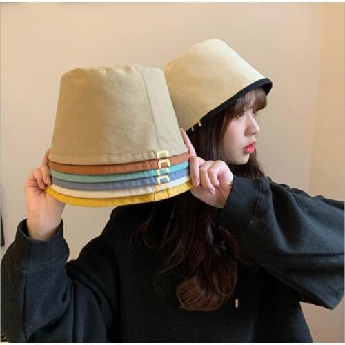 New Internet Famous Hat Female Reversible Bucket Hat Japanese Style Simple Casual Fisherman Hat Bucket Hat-Music of the Tide