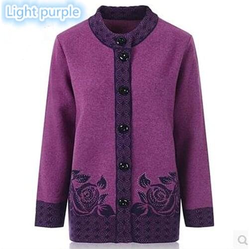 The high quality mother sweater fashion hot diamonds 80% woolen cashmere in elderly women cardigan big size Warm mothers coat