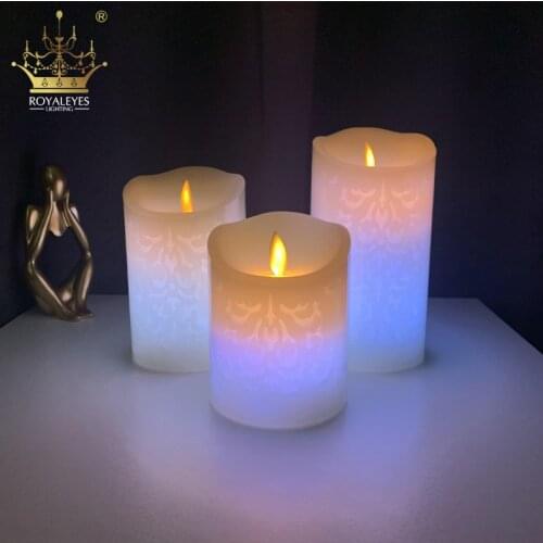 Dancing Flame LED Candle With RGB Remote Control Wax Pillar Candle For Wedding Decoration Christmas Candle Room Night Light