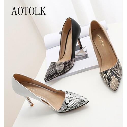 Shoes High Heels Women Pumps Snake Pattern Thin Heels Lady Shoes Pointed Toe Sex Party Female Pumps Spring New Fashion 2020 DE