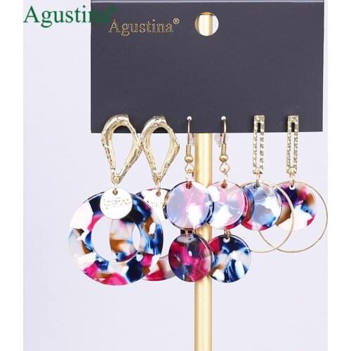 Agustina 2021 Set earrings fashion jewelry drop earrings women acrylic earrings Set long geometry earring boho earings wholesale