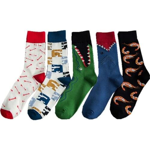 10prs/lot Europe and America Tide Brand Color Socks Wholesale Creative Personality Pattern Ladies Socks Shrimp Pattern Socks