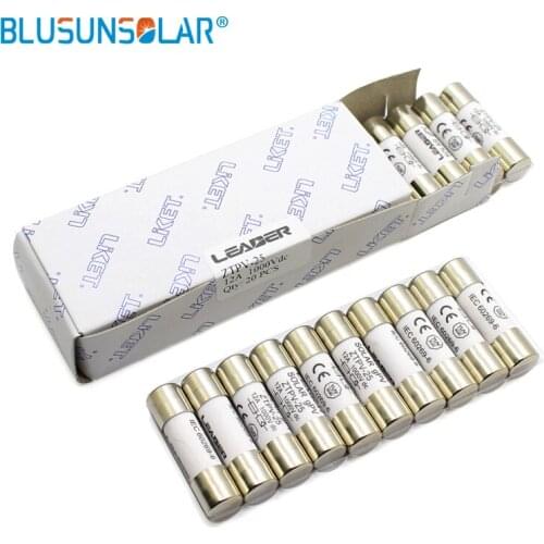 20 pieces/pack 1000V 10*38MM 2A 6A 8A 10A 12A 15A 20A 25A 30A 32A DC PV Solar Fuse 10*38mm 1000V for Solar PV System Protection