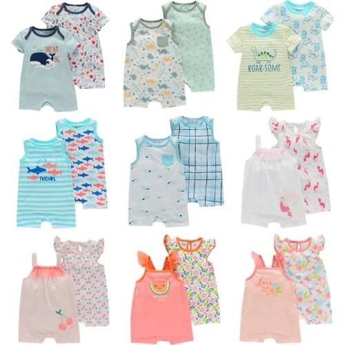 2021 2pcs/set Baby Boys Sleeveless Bodysuits Soft Cotton One Piece Infant Newborn Summer Clothes 3-12 month