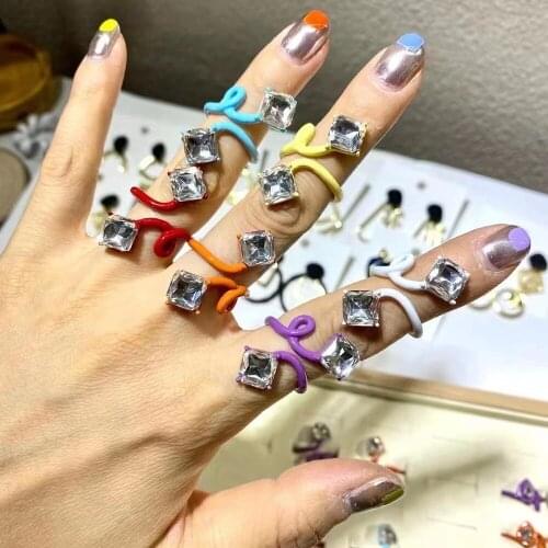 2021 Fashion New Bohemian Rhinestone Irregular Ring Womens Snake Shape Color Ring Jewelry Wholesale